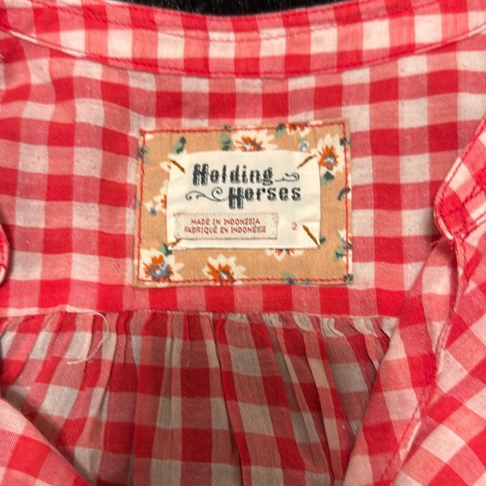 Holding Horses Red and White Checkered Top - Picture 2 of 10